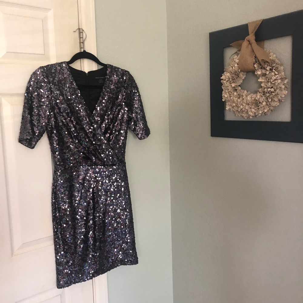 French connection 6 blue sequin cocktail dress